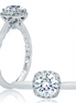 A.JAFFE Scalloped Halo Diamond Engagement Ring with Quilted Interior