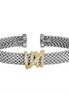 Sterling Silver And 18K Yellow Gold 7MM Popcorn Diamond Tally Cuff Bracelet