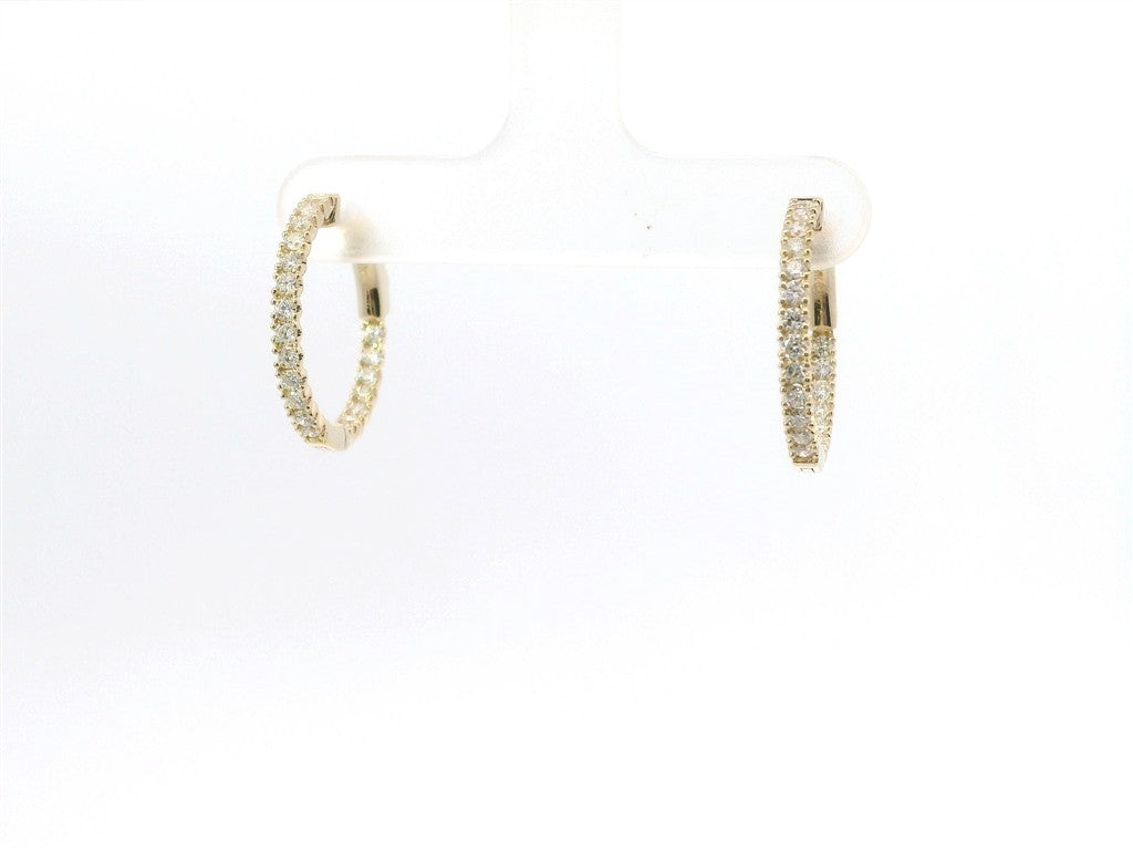 14K Yellow Gold And 0.70 CTW Diamond Inside/Out Huggie Hoop Earring