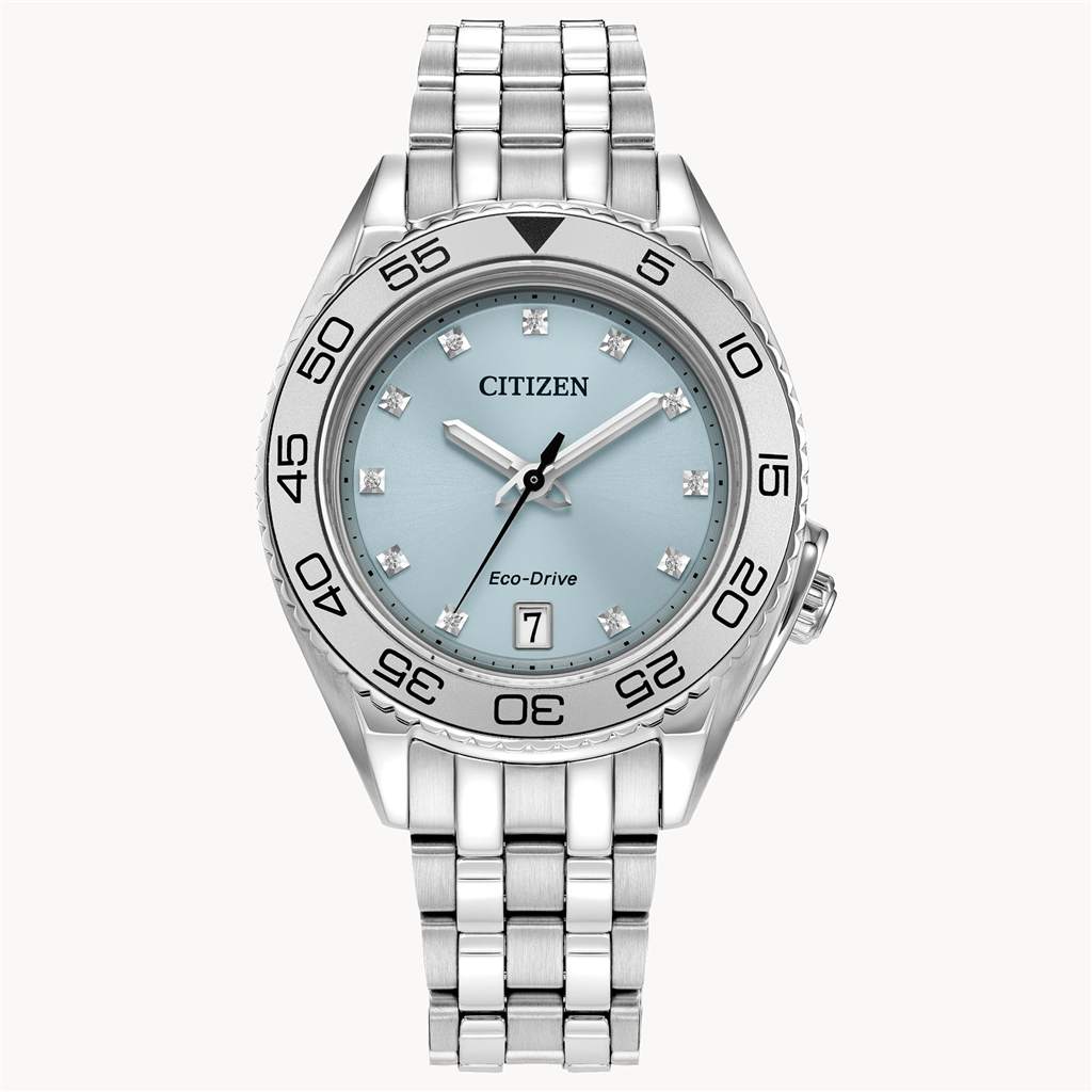 Citizen Ladies' Eco-Drive Carson Diamond Dial and Stainless Steel Bracelet Watch