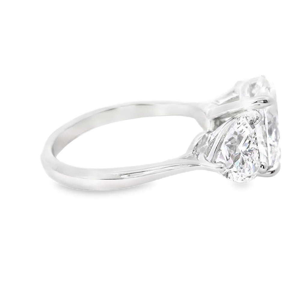 Platinum 5.11 CTW Lab Grown Diamond Oval Shaped 3 Stone Engagement Ring