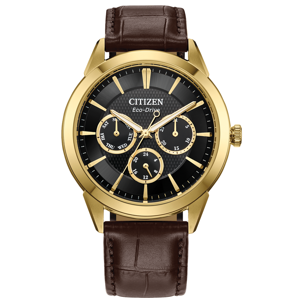 Citizen Classic Rolan Black Dial Brown Leather Strap Watch