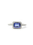 14K White Gold Diamond And Tanzanite Halo Fashion Ring
