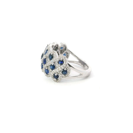 14K White Gold Diamond Infinity Halo And Sapphire Fashion Ring