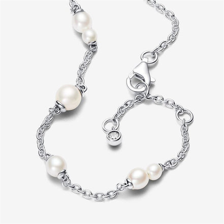 Pandora Timeless Treated Freshwater Cultured Pearl Station Chain Bracelet Size 20