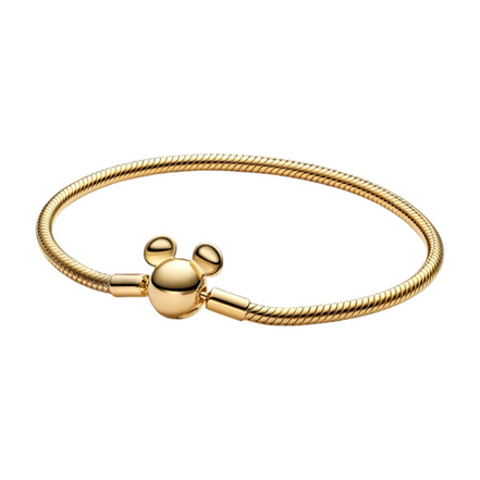 Disney Mickey Mouse Clasp Moments Snake Chain Bracelet Size 18