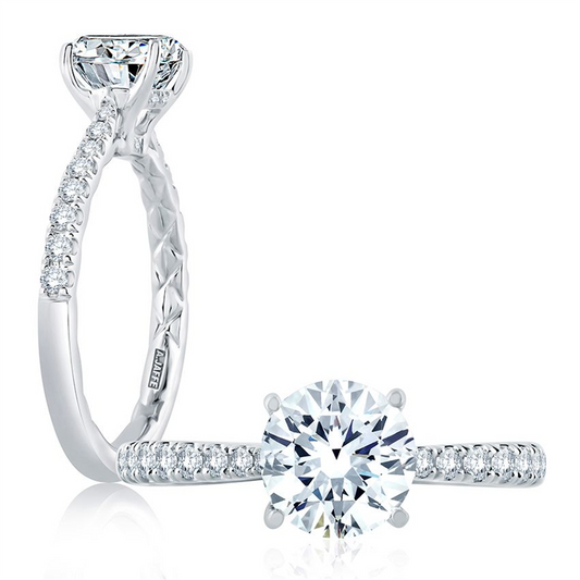 A.JAFFE Tapered Diamond Pavé Engagement Ring with Quilted Interior