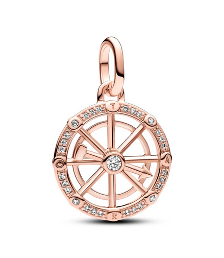 Pandora ME 14K Rose Gold Plated Spinning Wheel Medallion