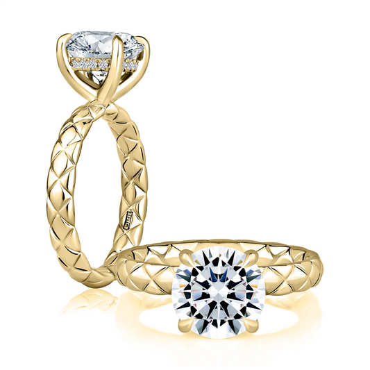A.JAFFE 14K Yellow Gold 0.08 CTW Diamond Hidden Halo SemiMount Engagement Ring