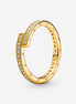 Pandora Signature Logo Sparkling Overlapping Ring Size 7.5
