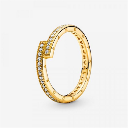 Pandora Signature Logo Sparkling Overlapping Ring Size 7.5