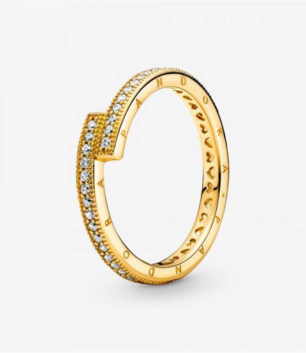 Pandora Signature Logo Sparkling Overlapping Ring Size 7.5