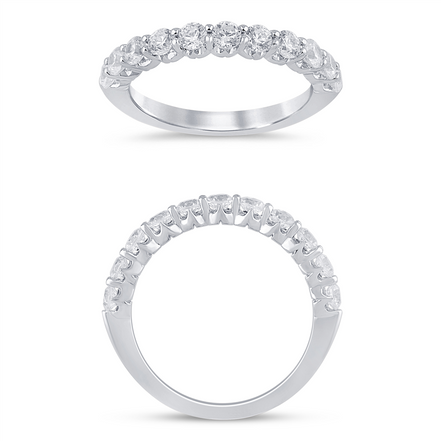 14K White Gold 0.75 CT Crown Set Diamond Half Eternity Band