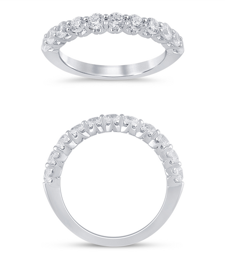 14K White Gold 0.75 CT Crown Set Diamond Half Eternity Band