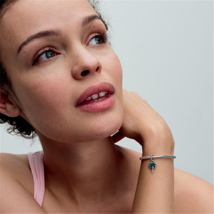 Pandora Moments Opalescent Green Palm Tree Dangle Charm