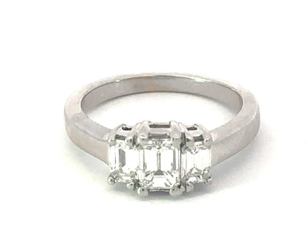 14K White Gold Three Stone Diamond Engagement Ring