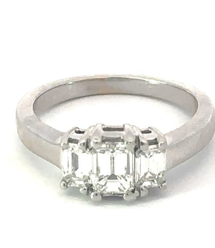 14K White Gold Three Stone Diamond Engagement Ring