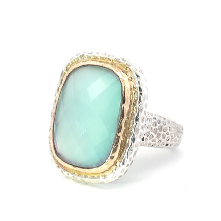 Raymond Mazza 14k Gold Cushion-Cut Chalcedony Set