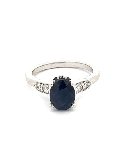 Simply Diamond Oval Cut Sapphire And Diamond Fashion Ring